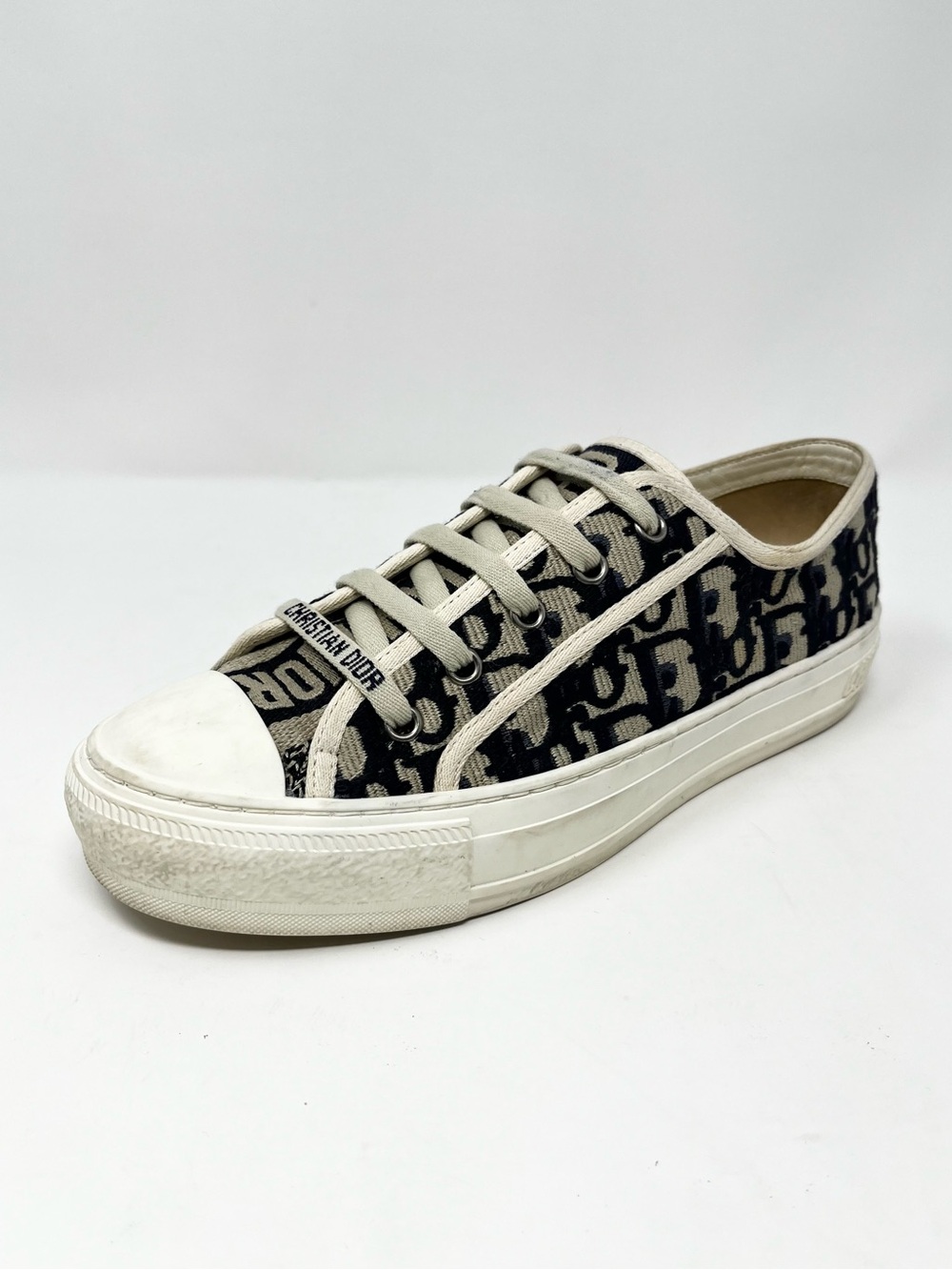 Christian Dior Walk N Dior Oblique Platform Sneakers Shoes Navy Blue White 37 7